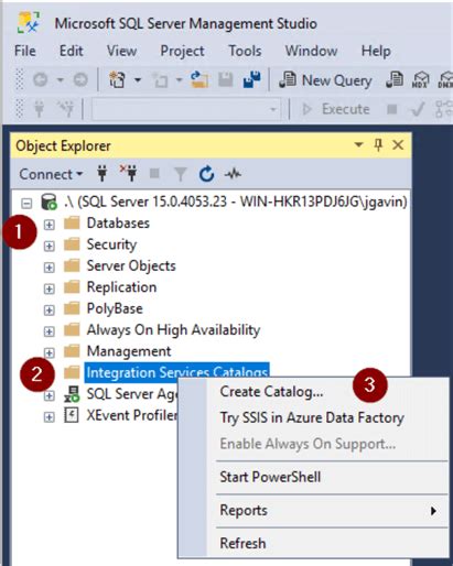 Create Integration Services Catalog Sql Server 2016