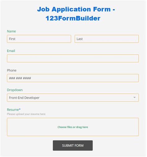 Create Online Application Form