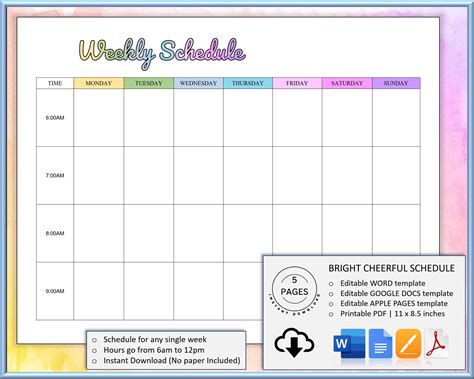 Create Printable Weekly Schedule