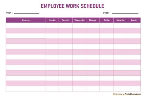 Create Printable Work Schedule