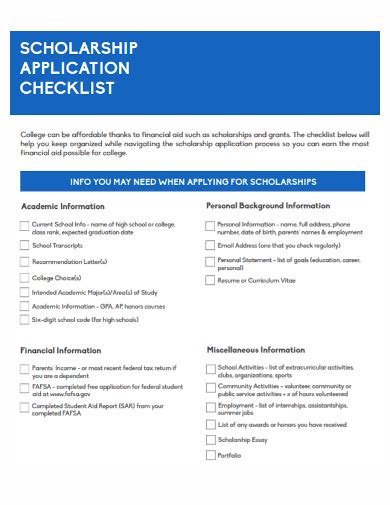 Create a Scholarship Application Checklist