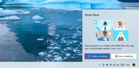 Create or Join Meet Now meeting from Windows 10 Taskbar