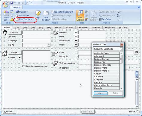 Create custom Outlook forms 2010 and Outlook 2013 form examples C