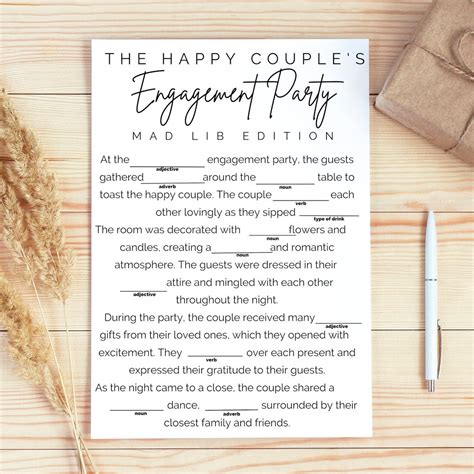 Creating Your Engagement Party Mad Libs