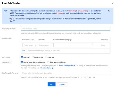 Creating a rule from a template