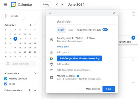 Creating an Event in Google Calendar