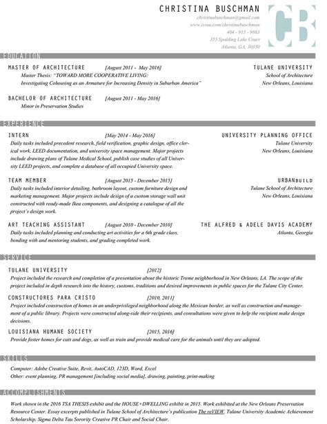 Creative Architecture Student Resume For Internship