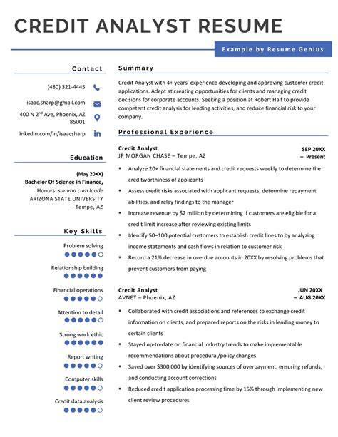 Credit Analyst Resume Sample