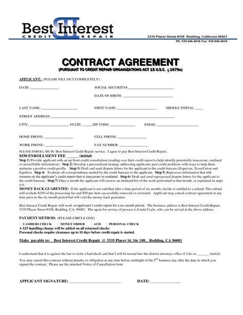 Credit Repair Contract Agreement In 2023