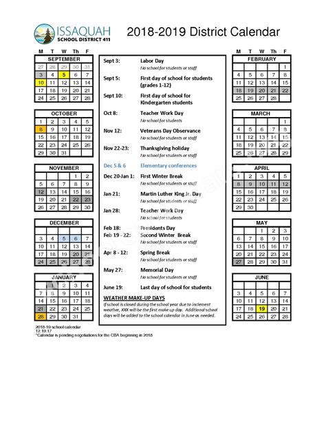 Creekside Elementary Calendar