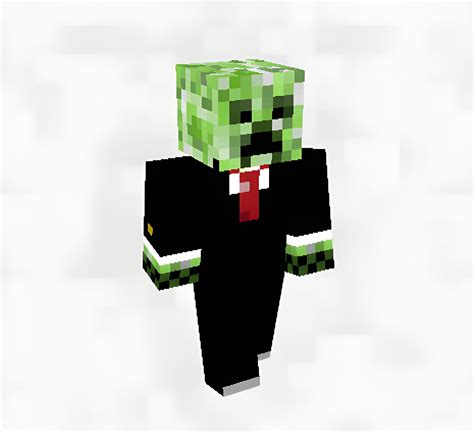 Dapper and Deadly: Creeper In Suit Minecraft Skin Adds Style to Your Gaming Experience