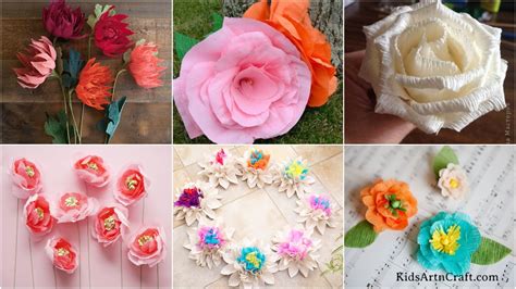 Crepe Paper Flower Craft Kids