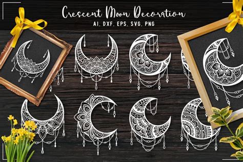 Download Crescent Moon Mandala Ornament Bundle Files DXF Files