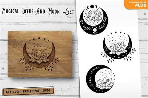 Download Crescent Moon and Lotus Svg / Boho... Easy Edite