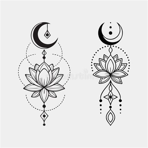 Download Crescent Moon with Lotus Printable