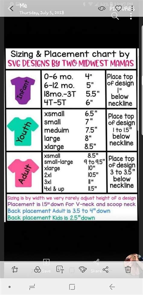 Cricut Sizing Chart For Shirts
