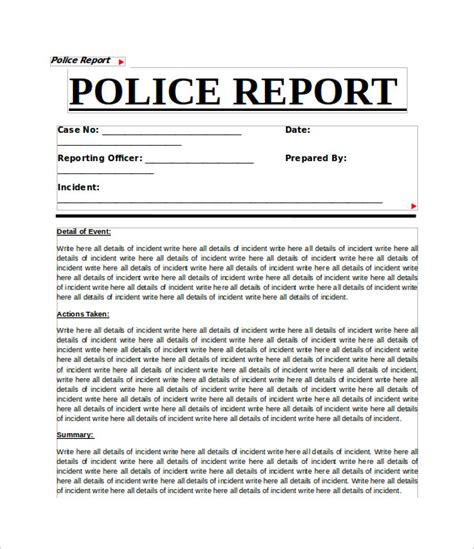 Crime Scene Report Template