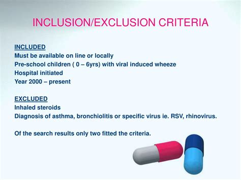 Criteria for Inclusion in Authorisation List