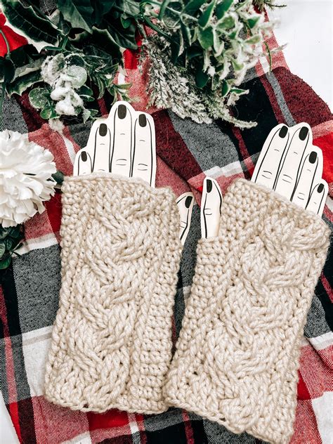 Crochet Cabled Fingerless Gloves Pattern