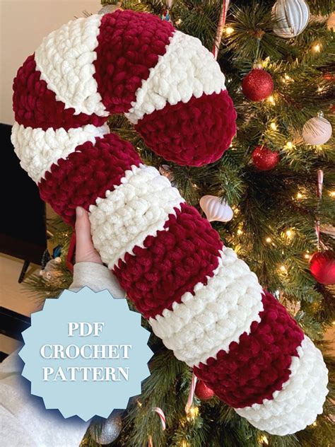 Crochet Candy Cane Pillow