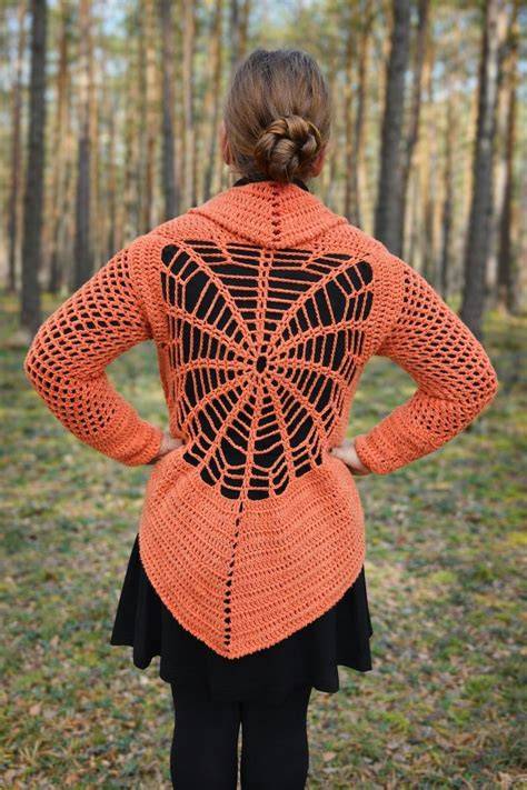 Crochet Cardigan with Spiderweb Design