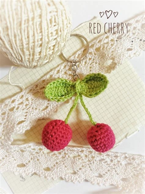 Crochet Cherry Keychain