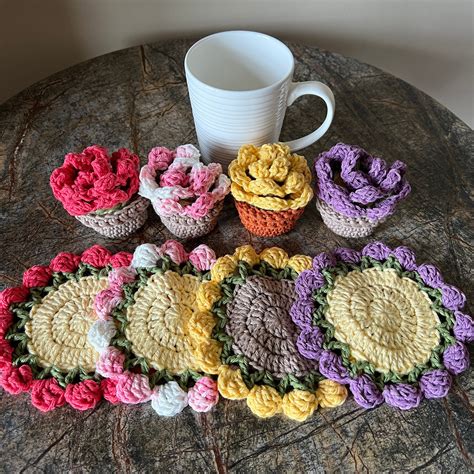 Crochet Coasters Flower Pot