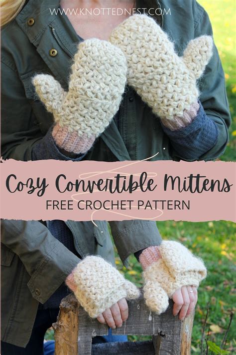 Crochet Convertible Mittens Free Pattern