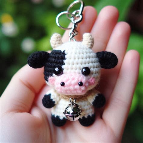 Crochet Cow Keychain