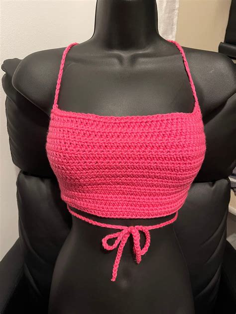 Crochet Crop Top Pink