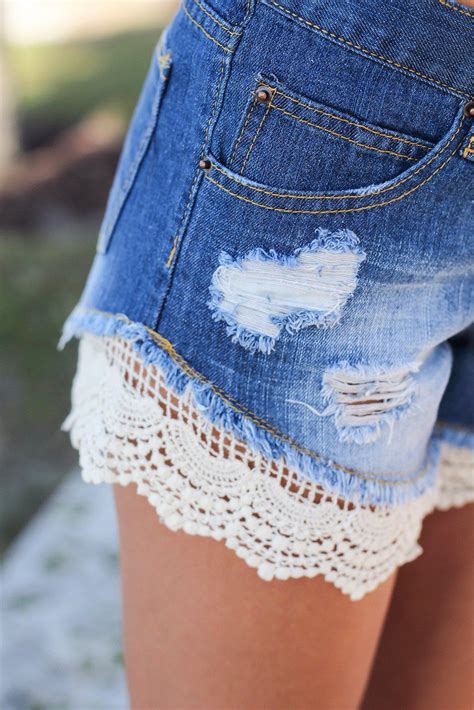 Crochet Denim Shorts