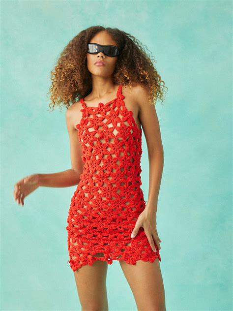 Crochet Dress Red