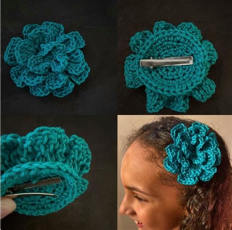 Crochet Flower Hair Clip