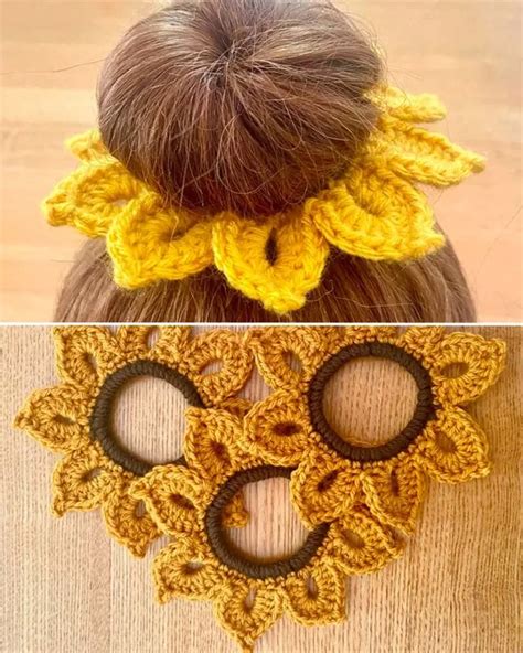 Crochet Flower Scrunchie