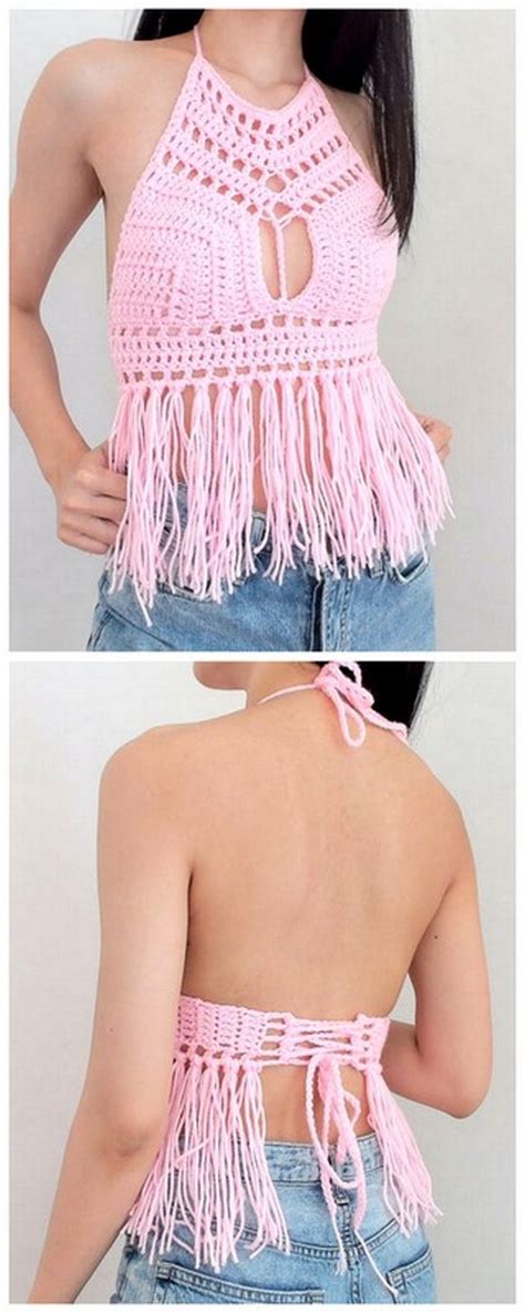 Crochet Fringe Halter Top