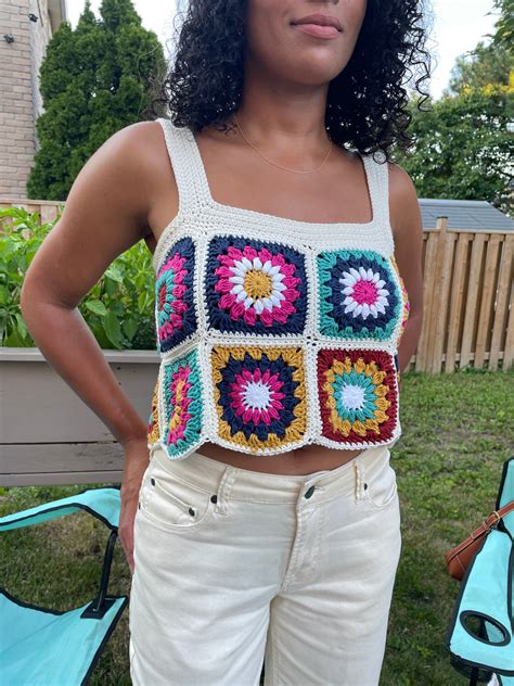 Crochet Granny Square Crop Top