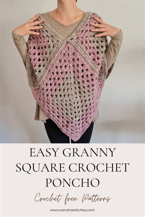 Crochet Granny Square Poncho Free Pattern