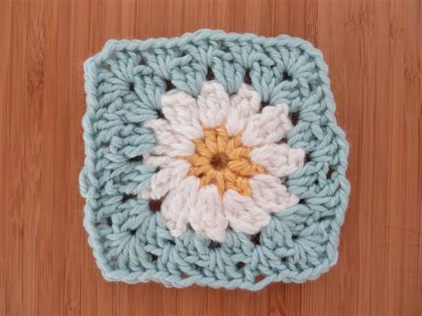 Crochet Granny Square With Flower Center