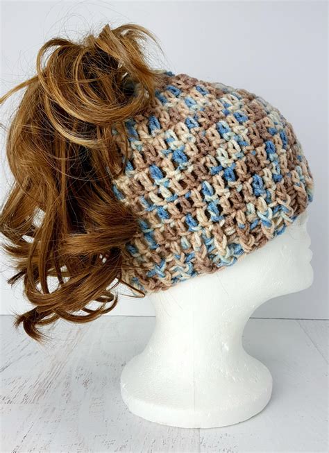 Crochet Hat Messy Bun