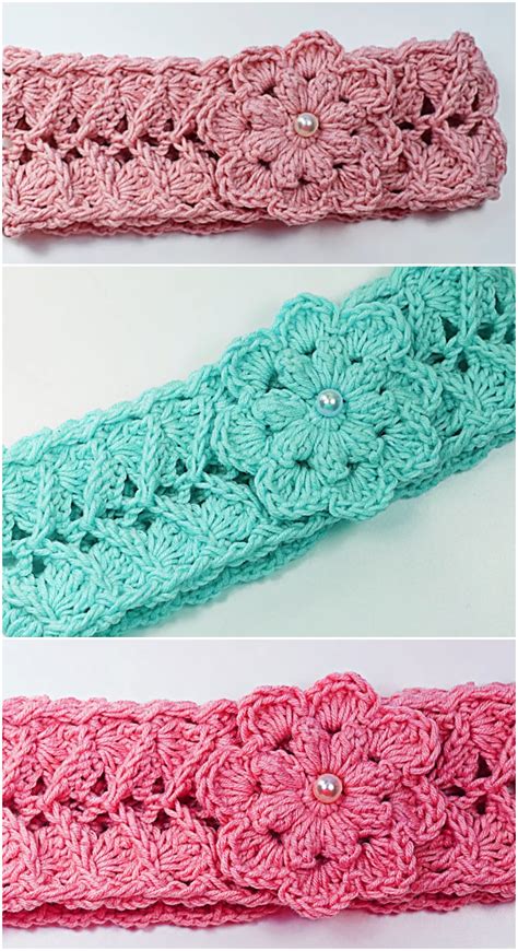 Crochet Headband Flowers Patterns Free