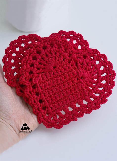 Crochet Heart Coaster