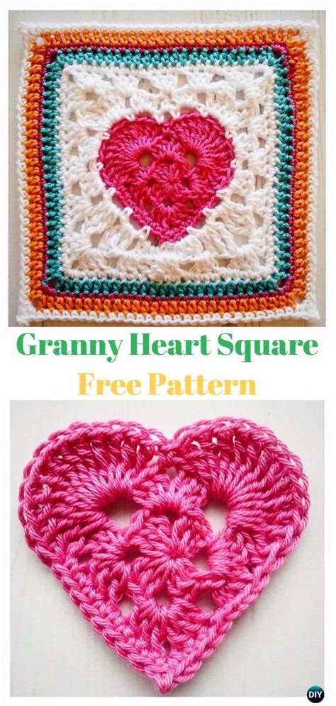 Crochet Heart Granny Square Free Pattern