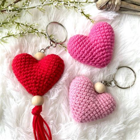 Crochet Heart Keychain