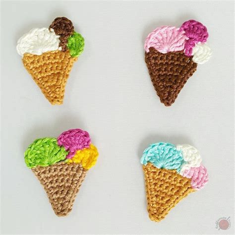 Crochet Ice Cream Applique Pattern