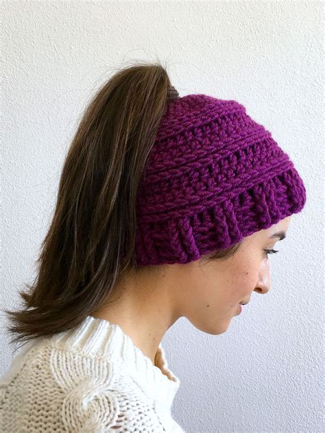Crochet Messy Bun Hat