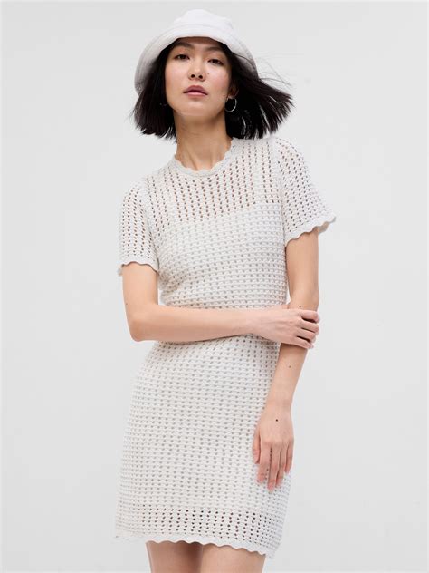 Crochet Mini Dress White