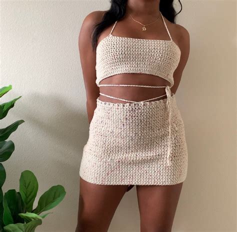Crochet Mini Skirt Set