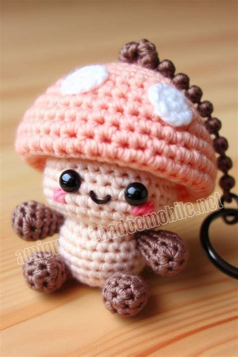 Crochet Mushroom Keychain