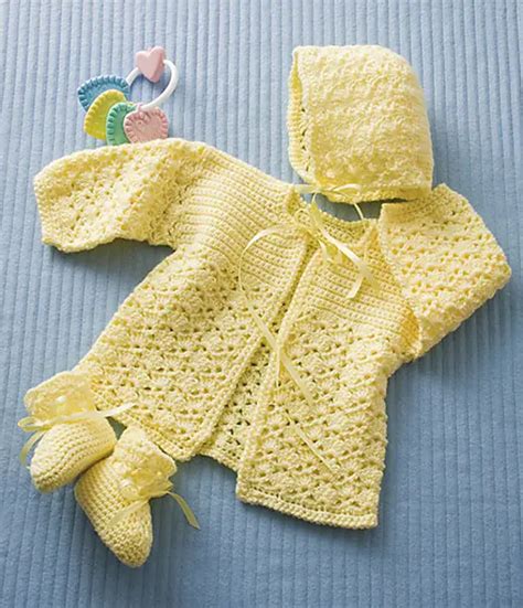 Crochet Newborn Sweater Set Free Pattern