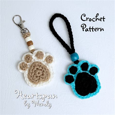 Crochet Paw Keychain